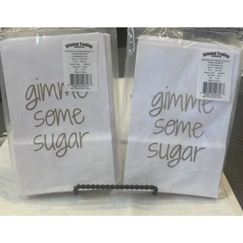 48 White Gold Gimme Some Sugar Wedding Favor Candy Bags Party Bridal Shower NWT
